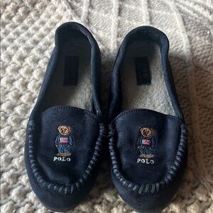 Polo by Ralph Lauren Bear Embroidered Moccasins - Dark Blue